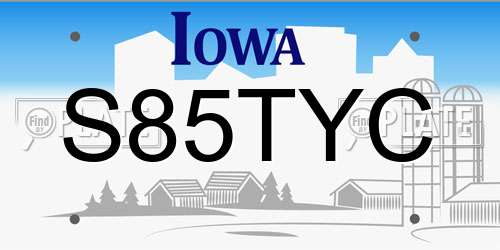 S85TYC Iowa License Plate