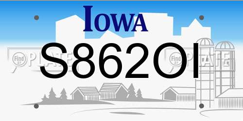 S862OI Iowa License Plate