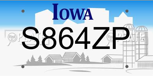 S864ZP Iowa License Plate