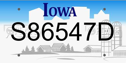 S86547D Iowa License Plate