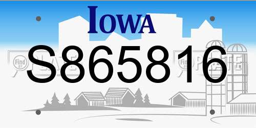 S865816 Iowa License Plate
