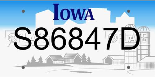 S86847D Iowa License Plate