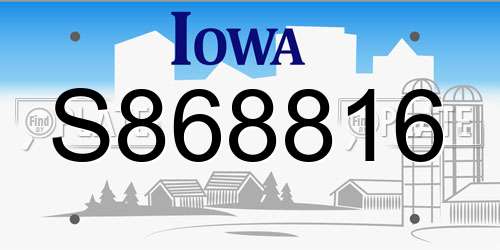 S868816 Iowa License Plate