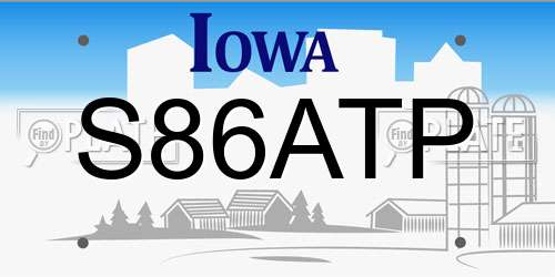 S86ATP Iowa License Plate