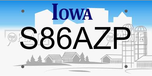 S86AZP Iowa License Plate