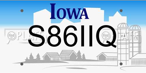 S86IIQ Iowa License Plate