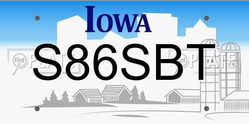 S86SBT Iowa License Plate