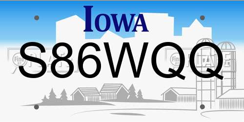 S86WQQ Iowa License Plate