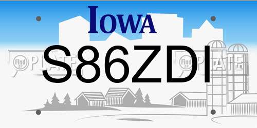 S86ZDI Iowa License Plate