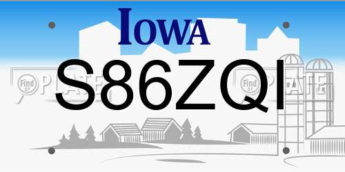 S86ZQI Iowa License Plate