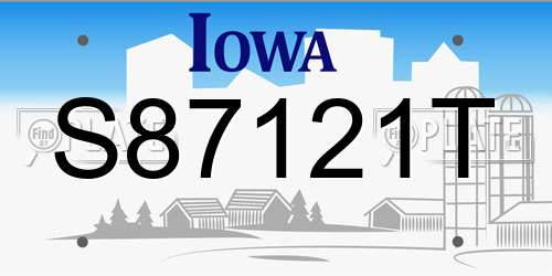 S87121T Iowa License Plate