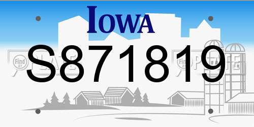 S871819 Iowa License Plate
