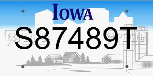 S87489T Iowa License Plate