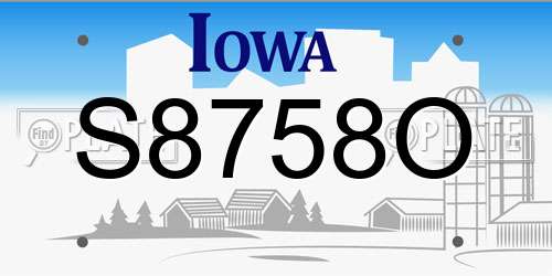 S8758O Iowa License Plate
