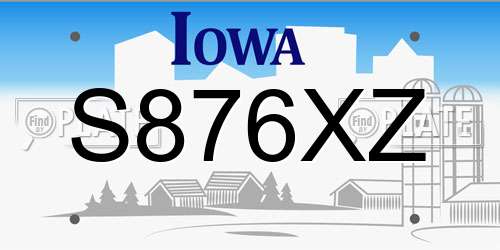 S876XZ Iowa License Plate