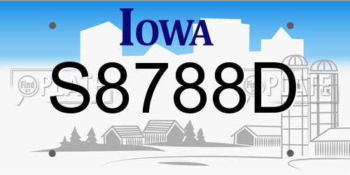 S8788D Iowa License Plate