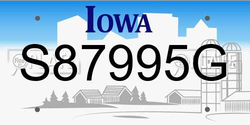 S87995G Iowa License Plate