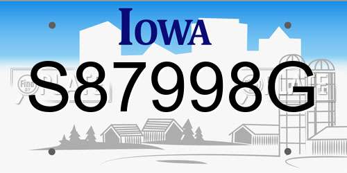 S87998G Iowa License Plate