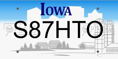 S87HTO Iowa License Plate