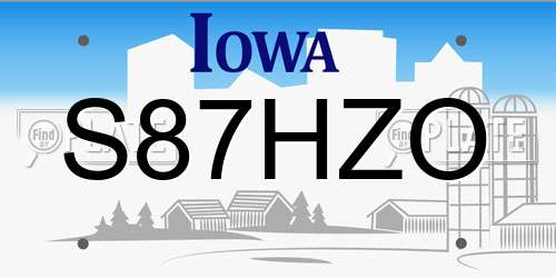 S87HZO Iowa License Plate