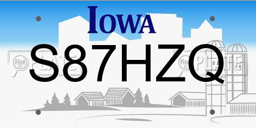 S87HZQ Iowa License Plate