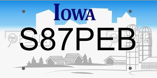S87PEB Iowa License Plate