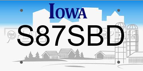 S87SBD Iowa License Plate