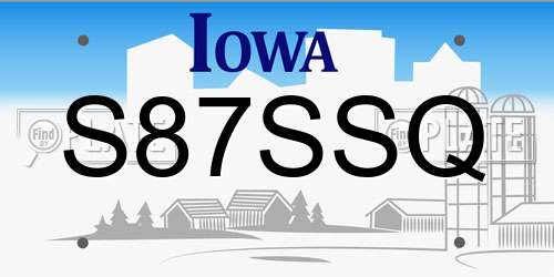S87SSQ Iowa License Plate