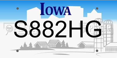 S882HG Iowa License Plate