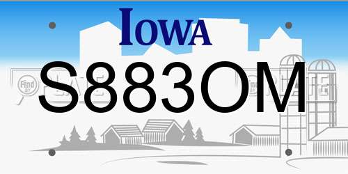 S883OM Iowa License Plate