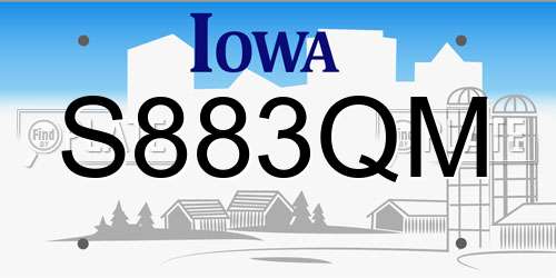 S883QM Iowa License Plate
