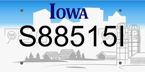 S88515I Iowa License Plate