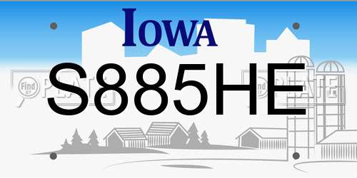 S885HE Iowa License Plate