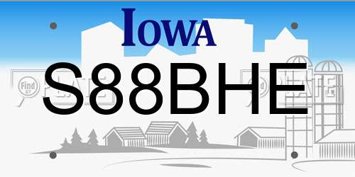S88BHE Iowa License Plate