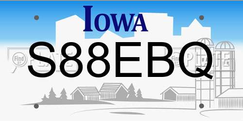 S88EBQ Iowa License Plate