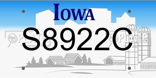 S8922C Iowa License Plate