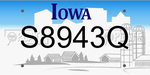S8943Q Iowa License Plate