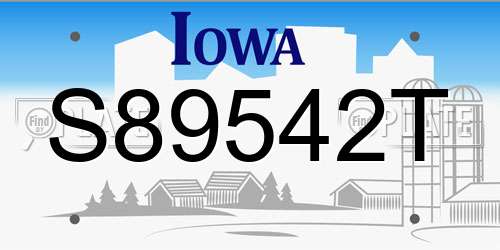 S89542T Iowa License Plate