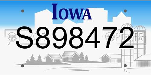 S898472 Iowa License Plate