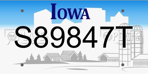 S89847T Iowa License Plate