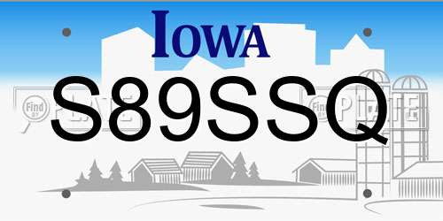 S89SSQ Iowa License Plate