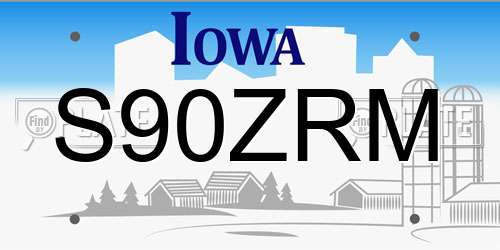 S90ZRM Iowa License Plate