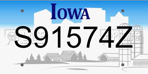 S91574Z Iowa License Plate