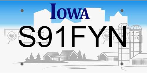 S91FYN Iowa License Plate