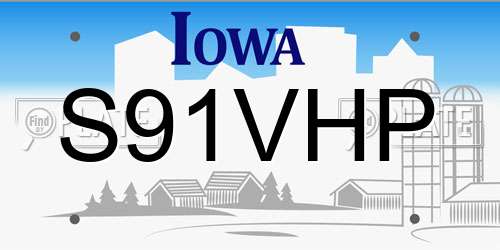 S91VHP Iowa License Plate