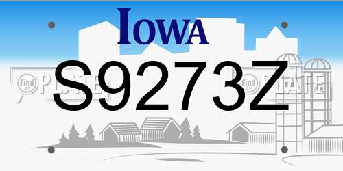 S9273Z Iowa License Plate