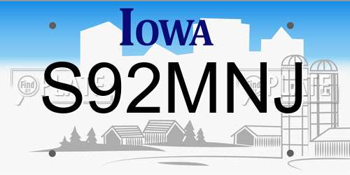 S92MNJ Iowa License Plate