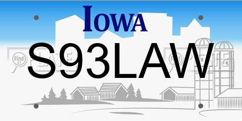 S93LAW Iowa License Plate