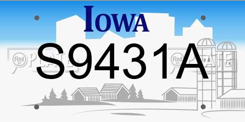 S9431A Iowa License Plate
