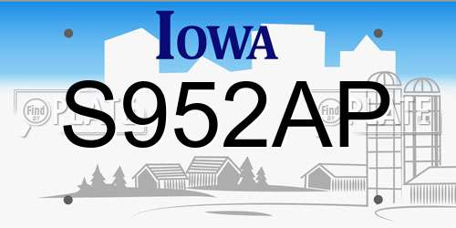 S952AP Iowa License Plate